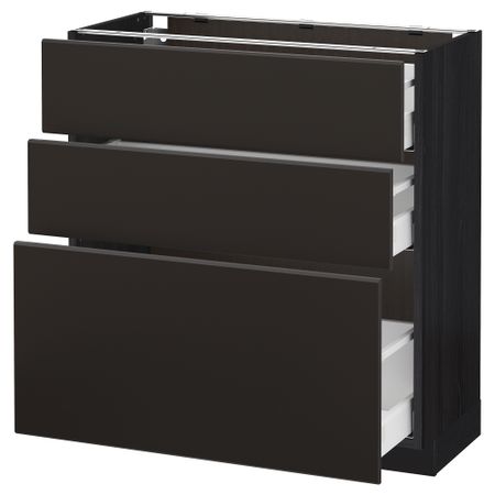 Напольный шкаф с 3 ящиками, 80x37 cm IKEA METOD МЕТОД, MAXIMERA МАКСИМЕРА 792.125.46