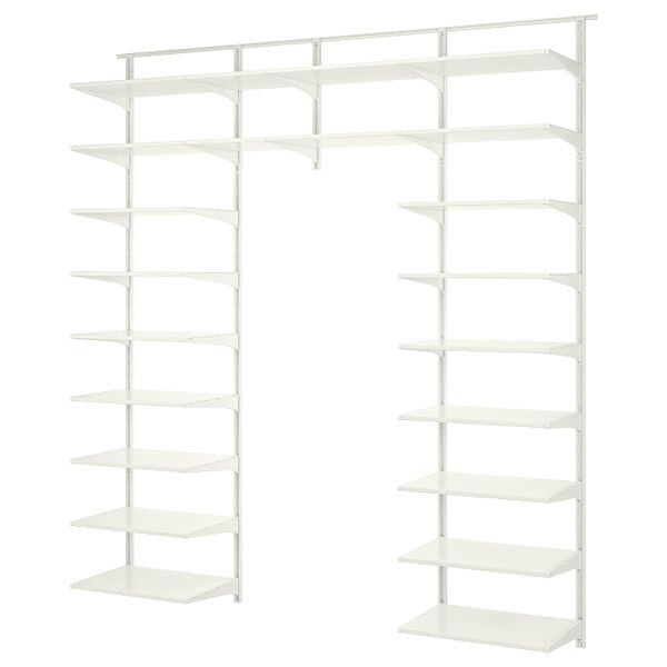 Настенная шина/полки, белый 242x41x199 см IKEA АЛЬГОТ 992.302.38 - фото 2