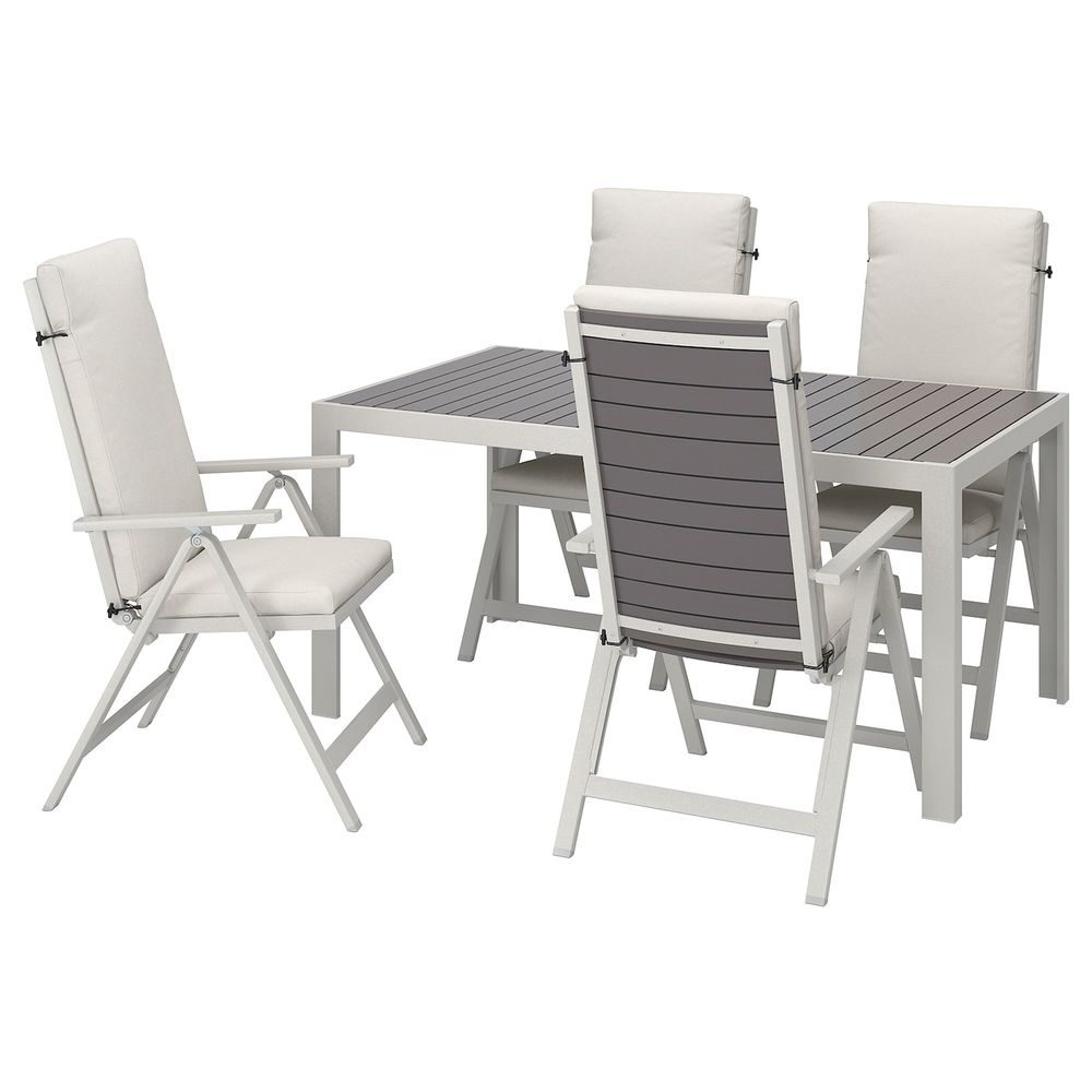 Стол + 4 кресла, для/сада, темно-серый/ФРЁСЁН/ДУВХОЛЬМЕН бежевый 156x90 см IKEA SJÄLLAND ШЭЛЛАНД 692.671.10 - фото 1
