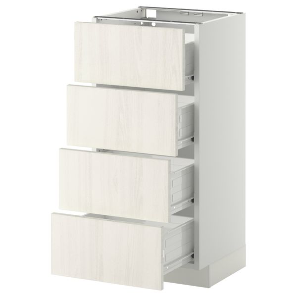 Напольный шкаф 4 фронтальных панели, 4 ящика МЕТОД / ФОРВАРА, белый, Росдаль белый - схема-чертеж с размерами