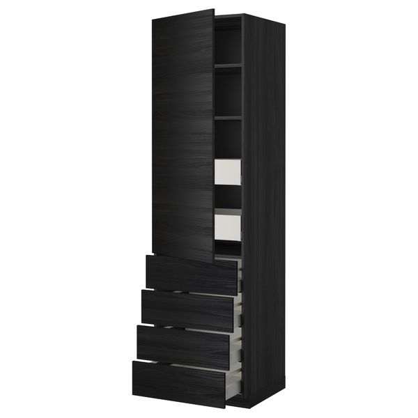 Высокий шкаф с полками/6 ящик, дверцами, 4 фронтальные панели МЕТОД / МАКСИМЕРА, черный, Тингсрид черный - фото 1
