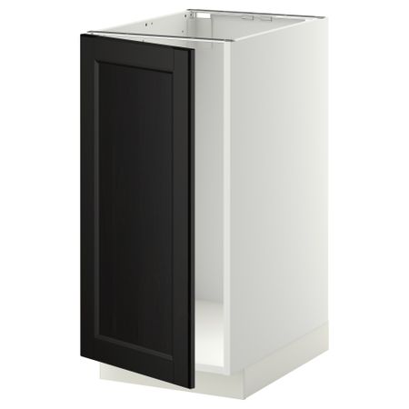Напольный шкаф для мойки, мусорных контейнер МЕТОД, белый, Лаксарби черно-коричневый (40x60 см)