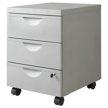Тумба на колесиках с 3 ящиками ЭРИК, серебристый (41x57 см)
