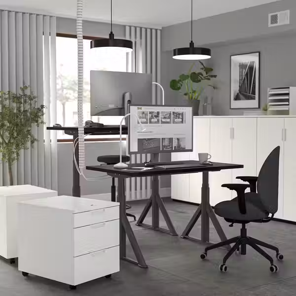 IDÅSEN Стол/трансф - чёрный/темно-серый 120x70 см - схема-чертеж с размерами