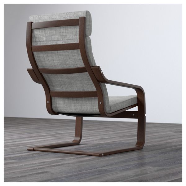 Кресло ПОЭНГ, коричневый, Исунда серый - фото 3