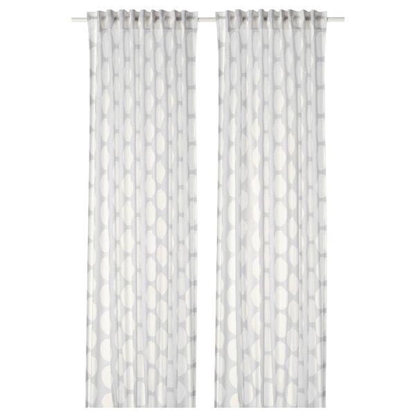 Гардины, 2 шт., белый, серый 145x300 см IKEA REIDUNN РЕЙДУНН 304.698.64 - фото 1