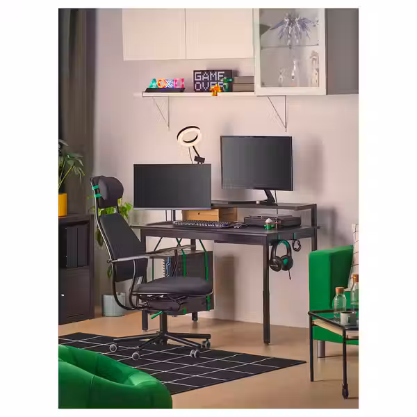 UTVISNING УТВИСНИНГ Геймерский стол с полкой - чёрный 120x60 см - фото 3