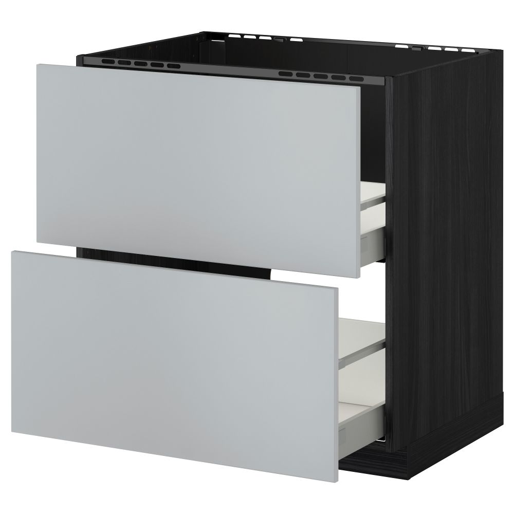 Напольный шкаф под мойку + 2 фронтальных панели, 2 ящика МЕТОД / МАКСИМЕРА, черный, Веддинге серый - схема-чертеж с размерами
