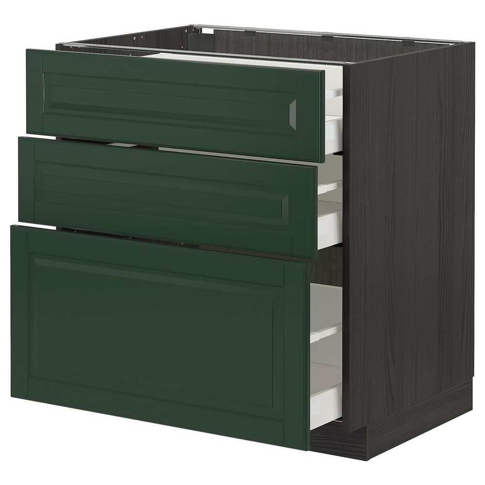 Напольный шкаф с 3 ящиками, черный/Будбин темно-зеленый 80x60 см IKEA МЕТОД / МАКСИМЕРА 493.145.13 - схема-чертеж с размерами