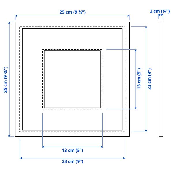 Рама, 23x23 см, белый IKEA KNOPPÄNG КНОППЭНГ 804.296.58 - схема-чертеж с размерами