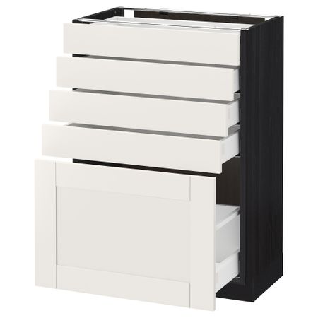 Напольный шкаф с 5 ящиками МЕТОД / МАКСИМЕРА, черный, Сэведаль белый