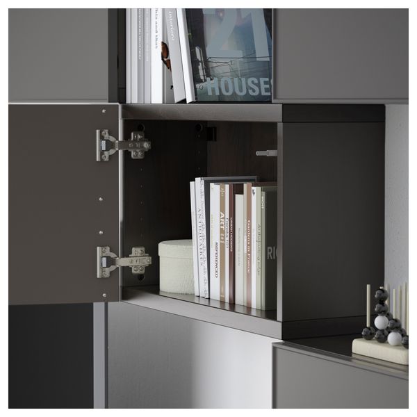 Шкаф для ТВ, комбинация БЕСТО, черно-коричневый, Грундсвикен темно-серый (240x20/40x204 см) - фото 4