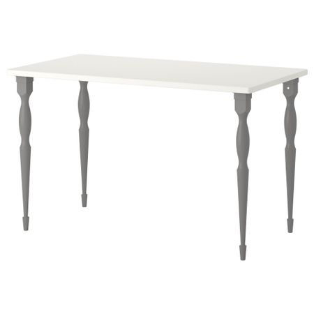 Стол ХИССМОН / НИПЕН, белый, серый (120x60 см)