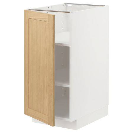 METOD Напольный шкаф с полками - белый/Forsbacka дуб 40x60 см