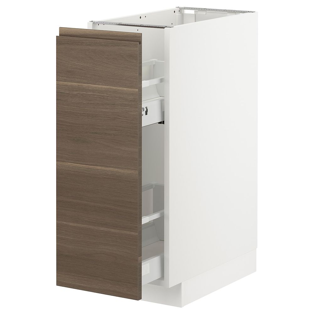 Напольный шкаф, выдвижной внутри элем, белый/Воксторп под грецкий орех 30x60 см IKEA METOD МЕТОД 893.002.03 - фото 1