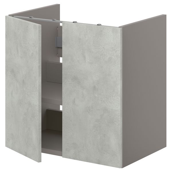 Напольный шкаф для раковины, полка, двери, 60x42x60 см, серый, под бетон IKEA BEGIVENHET БЕГИВЕНХЕТ 593.224.14 - фото 1