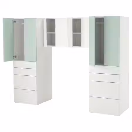 SMÅSTAD / PLATSA Комбинация д/хранения - белый/светло-зеленый 240x57x181 см