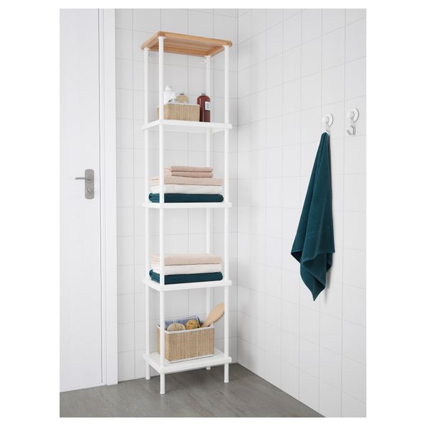 Стеллаж ДИНАМ, белый, рисунок бамбука (40x27x176 см) - фото 3