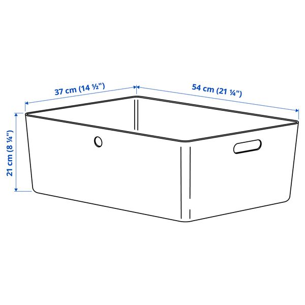 Контейнер, прозрачный черный, 37x54x21 см IKEA KUGGIS КУГГИС 105.685.15 - схема-чертеж с размерами