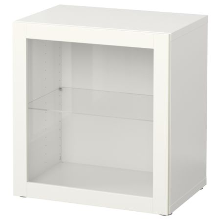 Стеллаж со стеклянная дверью, белый, Sindvik белый прозрачное стекло, 60x42x64 см IKEA BESTÅ БЕСТО 490.476.47