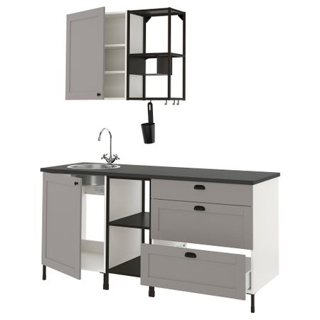Кухня, 183x63.5x222 см, антрацит/серый каркас IKEA ENHET 893.374.14