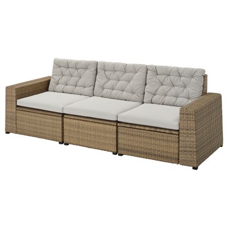 3-местный модульный диван, садовый, 223x82x84 см, серый-коричневый IKEA SOLLERÖN СОЛЛЕРОН 693.032.31