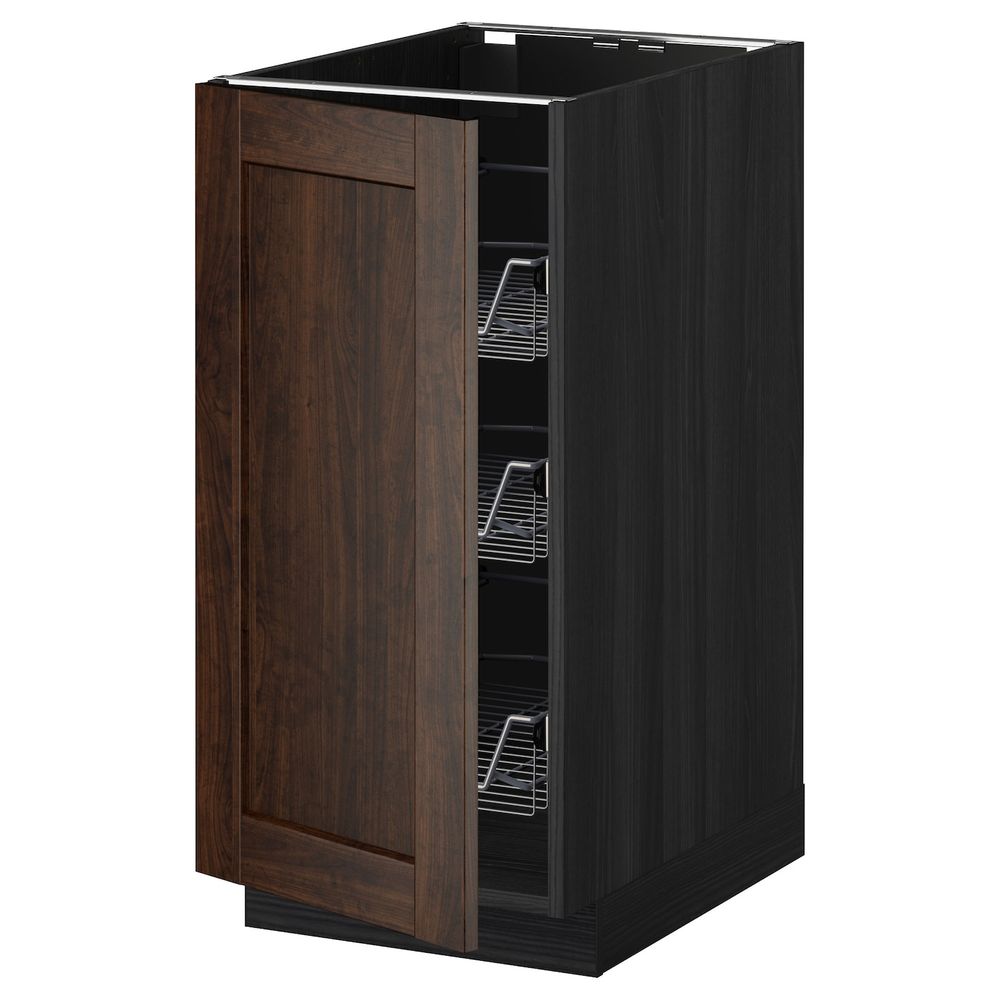 Напольный шкаф с проволочные ящиками, черный/Эдсерум коричневый 40x60 см IKEA МЕТОД 192.267.54 - схема-чертеж с размерами