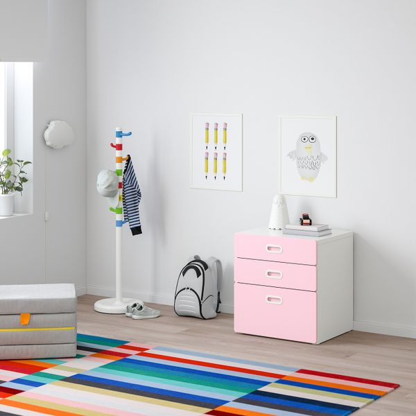 Комод с 3 ящиками, белый/светло-розовый 60x64 см IKEA STUVA СТУВА / FRITIDS ФРИТИДС 392.622.27 - фото 2