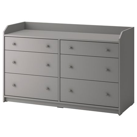 HAUGA Комод с 6 ящиками - серый 138x46x84 см
