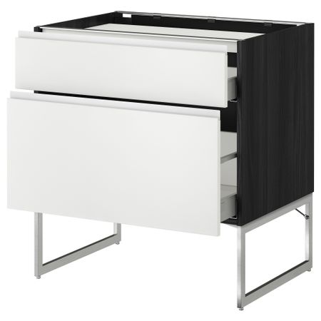 Напольный шкаф, 2 фронтальных панели, 3 ящика МЕТОД / МАКСИМЕРА, черный, Нодста белый