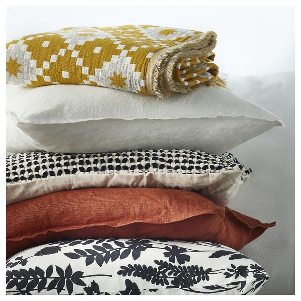 Плед, темно-желтый, светло-серый, 130x170 см IKEA SVARTFRYLE 905.850.59 - схема-чертеж с размерами