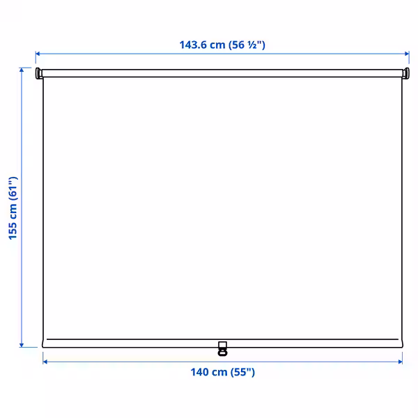 FÖNSTERBLAD Рулонная штора, блокирующая свет - белый 140x155 см - схема-чертеж с размерами