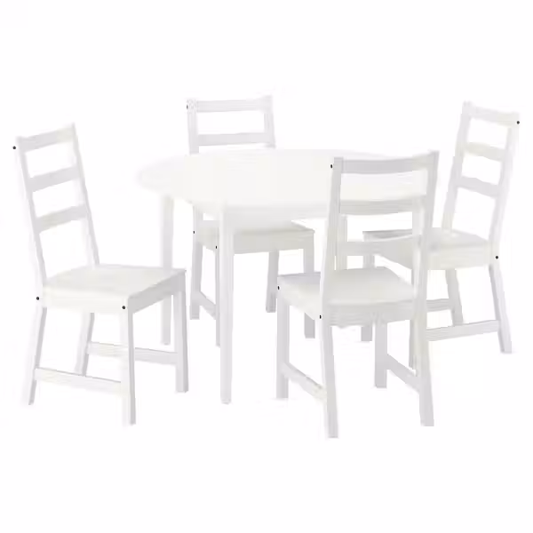 NÄSINGE НЭСИНГЕ / NORDVIKEN Стол и 4 стула - белый/белый 120 см - фото 1