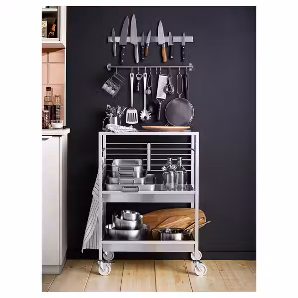 KUNGSFORS Столик с колесами - нержавеющ сталь 60x40 см - фото 4