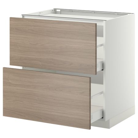 Напольный шкаф, 2 фронтальных панели, 3 ящика МЕТОД / МАКСИМЕРА, белый, Брокхульт светло-серый