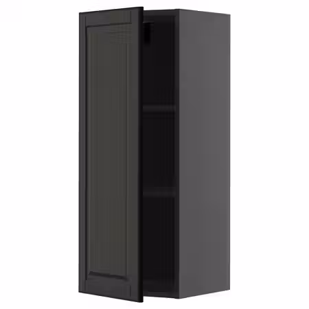 METOD Навесной шкаф с полками - черно-серый/Bodbyn чёрный 40x100 см