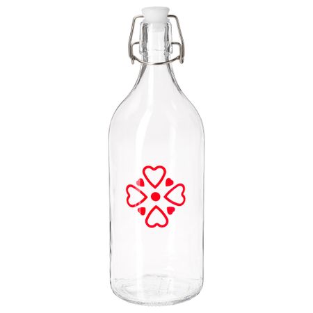 Бутылка с пробкой ВИНТЕР 2018, прозрачное стекло, с рисунком (1 л)