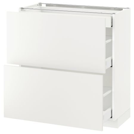 Напольный шкаф, 2 фасада, 3 ящика МЕТОД / МАКСИМЕРА, белый, Хэггеби белый
