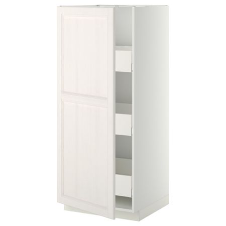 Высокий шкаф с ящиками МЕТОД / МАКСИМЕРА, белый, Лаксарби белый