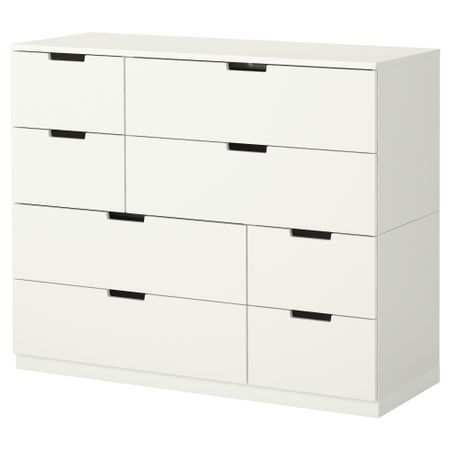 Комод с 8 ящиками НОРДЛИ, белый (120x97 см)
