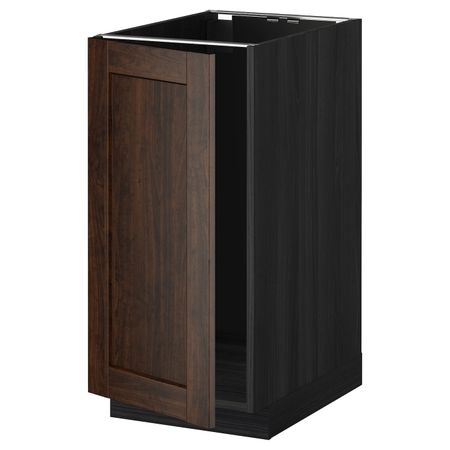 Напольный шкаф для мойки, мусорных конт, черный/Эдсерум коричневый 40x60 см IKEA МЕТОД 692.268.22