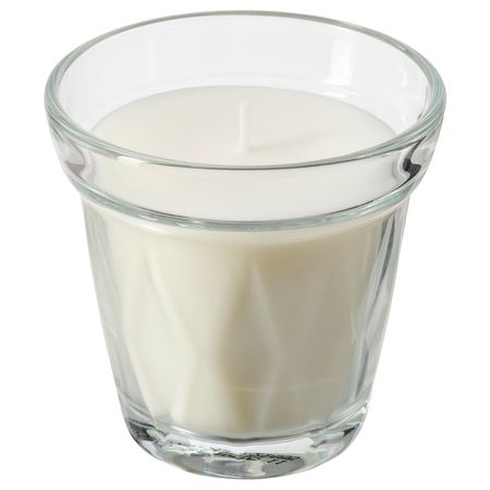 Ароматическая свеча в стакане, прозрачное стекло/аромат кофе 8 см IKEA VÄLDOFT ВЭЛЬДОФТ 104.475.14