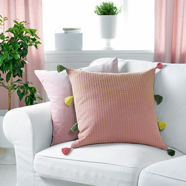 Чехол на подушку, ручная работа розовый/зеленый 50x50 см IKEA KLARAFINA КЛАРАФИНА 304.676.81 - фото 4