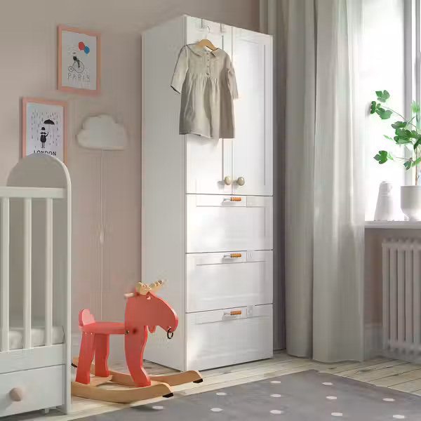 SMÅSTAD / PLATSA Гардероб - белый с рамой/с 3 ящиками 60x42x181 см - фото 2