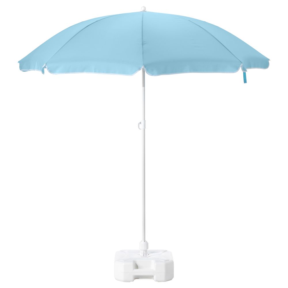 Зонт от солнца с опорой РАМСО / ФИСКЁ, голубой, белый - фото 1