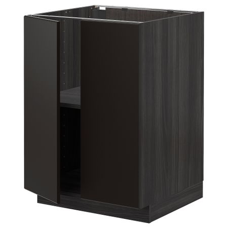 Напольный шкаф с полками, 2 дверцами, 60x60 см, черный, Kungsbacka антрацит IKEA METOD МЕТОД 694.697.16