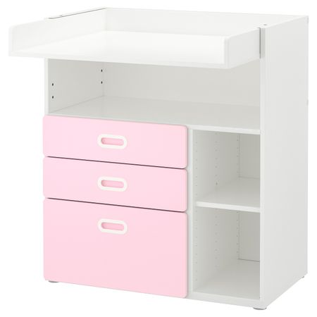 Пеленальный стол с ящиками, белый/светло-розовый 90x79x102 см IKEA STUVA СТУВА / FRITIDS ФРИТИДС 492.672.72