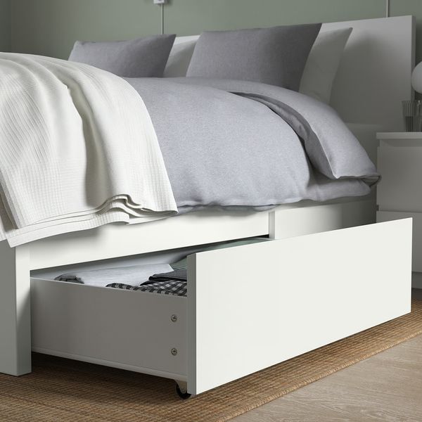 MALM Каркас кровати+2 кроватных ящика - белый/Luröy 140x200 см - фото 7