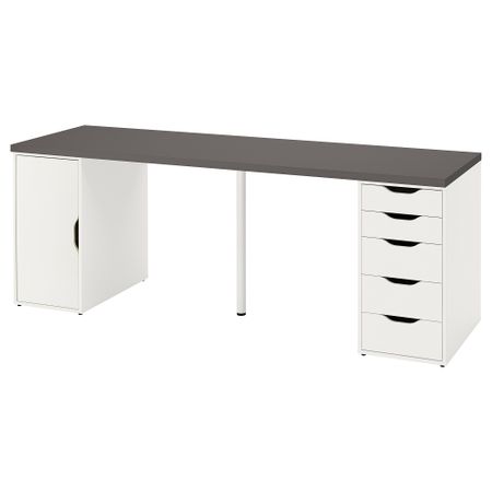 Письменный стол, 200x60 см, темно-серый-белый IKEA ALEX АЛЕКС, LAGKAPTEN ЛАГКАПТЕН 695.216.63