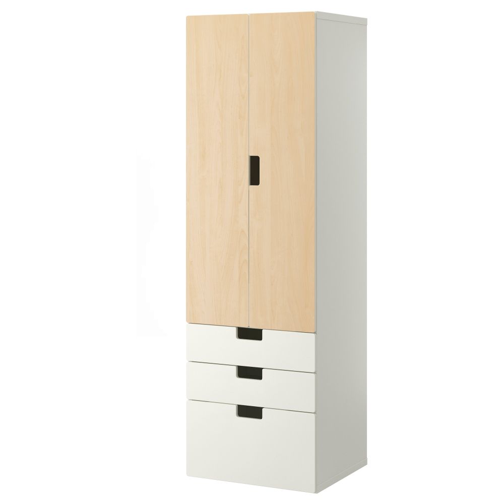 Комбинация для хранения с дверцами, ящиками СТУВА, белый, береза (60x50x192 см) - фото 1